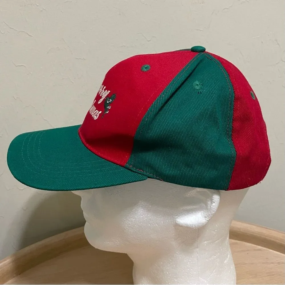Vintage Merry Christmas Graphic Snapback Hat Cotton Embroidered Festive Holiday - Picture 5 of 14